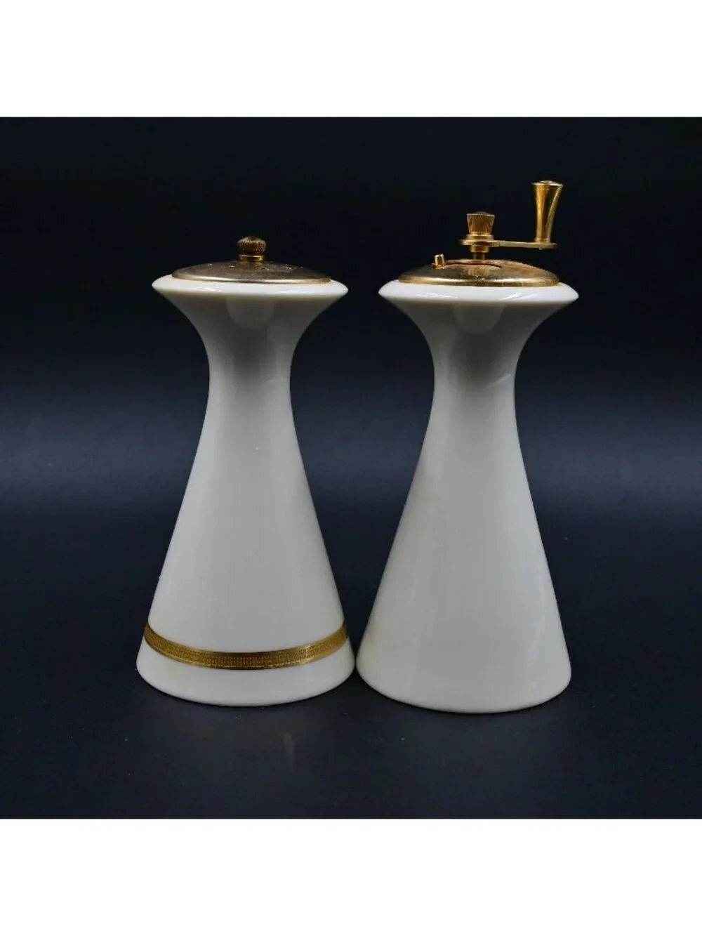 Lenox White Gold Rimmed Salt And Pepper Mill Grinder